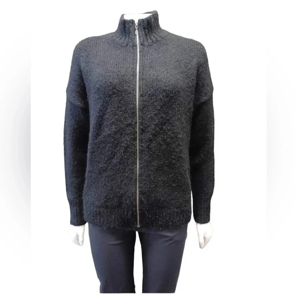 Tahari Black Zip  Up Sweater Size Large